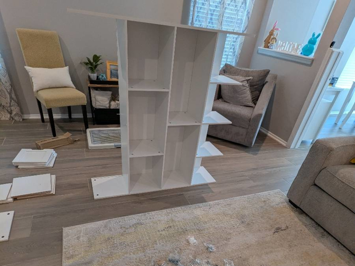 Furniture assembly project in a living room